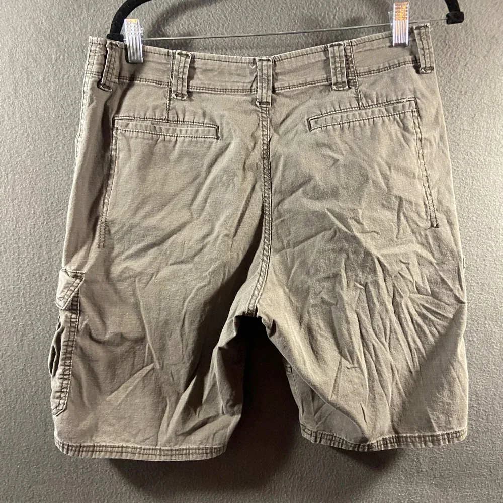 y2k baggy wide leg Cargo Shorts ripstop Mens Brown heavyweight Cotton 34 utility